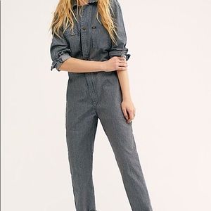 LEE Vintage Modern Denim Union All Jumpsuit in Pinstripe hickory — Free People